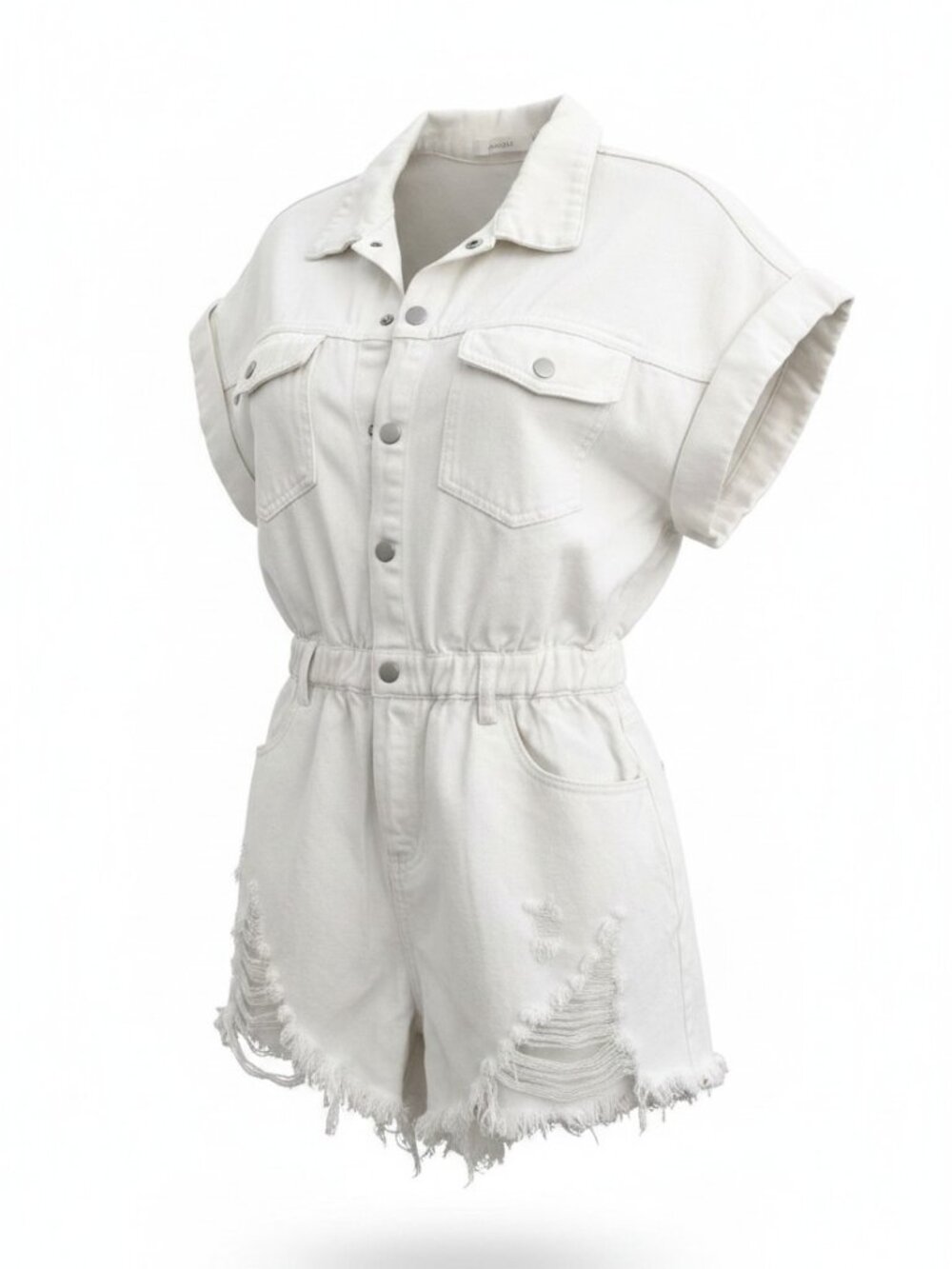 idem ditto Women's Short Sleeve Denim Romper (L)